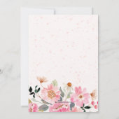 水彩ピンクの花の洗礼 招待状 (裏面)