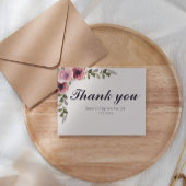 水彩ピンクの花の結婚式感謝カード サンキューカード