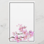 水彩ピンクの花びらが美しい桜の花 便箋 (正面)