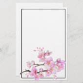 水彩ピンクの花びらが美しい桜の花 便箋 (正面/裏面)