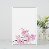 水彩ピンクの花びらが美しい桜の花 便箋 (スタンド正面)