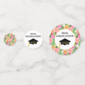 水彩ピンクの花を卒業感謝していする コンフェッティ (裏面)