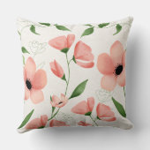 水彩ピンクの花エレガント柄 クッション (裏面)