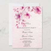 水彩ピンクの花エンゲージメント招待状 招待状 (正面)