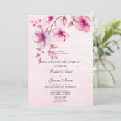 水彩ピンクの花エンゲージメント招待状 招待状 (スタンド正面)