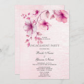 水彩ピンクの花エンゲージメント招待状 招待状 (正面/裏面)