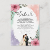 水彩ピンクの花カップルBoho Summer 結婚's エンクロージャーカード (正面)