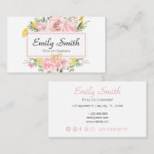 水彩ピンクの花ガーデン名刺 名刺 (正面/裏面)