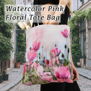 水彩ピンクの花コスモポリタンモダン トートバッグ