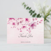 水彩ピンクの花サンキューカード サンキューカード (スタンド正面)