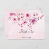 水彩ピンクの花サンキューカード サンキューカード (正面/裏面)