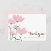 水彩ピンクの花サンキューカード サンキューカード (正面/裏面)