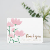 水彩ピンクの花サンキューカード サンキューカード (スタンド正面)