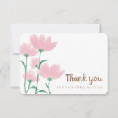 水彩ピンクの花サンキューカード サンキューカード (正面)