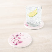 水彩ピンクの花サンドストーンコースター コースター (側面)