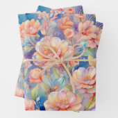 水彩ピンクの花ソフトパステル ラッピングペーパーシート (インサイチュ)