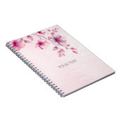 水彩ピンクの花ノート ノートブック (右側)