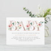 水彩ピンクの花バラ金ゴールド赤ちゃんシャワー 招待状 (スタンド正面)