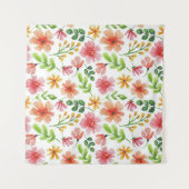 水彩ピンクの花パターン–69677 タペストリー (正面(横))