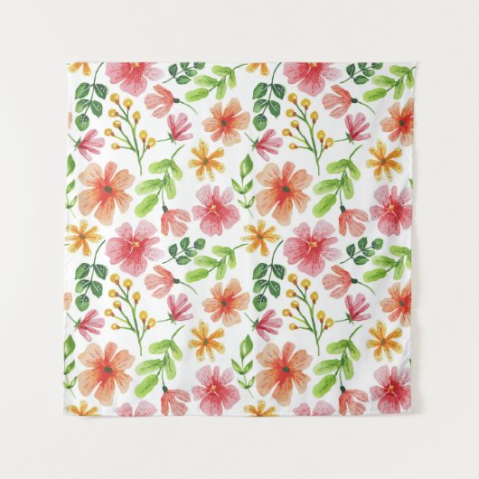 水彩ピンクの花パターン–69677 タペストリー (正面)