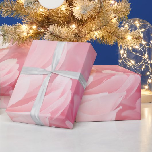 水彩ピンクの花フローラガーデンアート ラッピングペーパー (クリスマス)