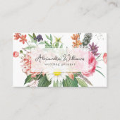水彩ピンクの花フローラ名刺 名刺 (正面)