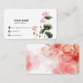 水彩ピンクの花フローラ名刺 名刺 (正面/裏面)