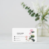 水彩ピンクの花フローラ名刺 名刺 (スタンド正面)