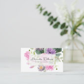 水彩ピンクの花フローラ名刺 名刺 (スタンド正面)