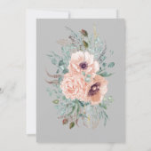 水彩ピンクの花ブライダルシャワー招待 招待状 (裏面)