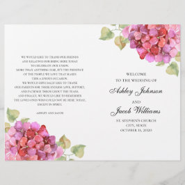 水彩ピンクの花プログラム。フローラ結婚の