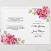 水彩ピンクの花プログラム。フローラ結婚の (正面/裏面)