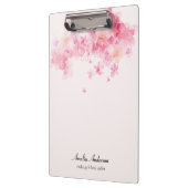 水彩ピンクの花メイクアップアーティスト美容師 クリップボード (左)