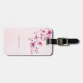 水彩ピンクの花ラゲッジタグ ラゲッジタグ (正面横)