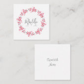 水彩ピンクの花リース ノートカード (正面/裏面)