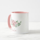 水彩ピンクの花名マグカップ マグカップ (正面左)