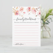 水彩ピンクの花家族の伝統カード 招待状 (スタンド正面)