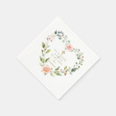 水彩ピンクの花彼は復活金ゴールド復活祭 スタンダードカクテルナプキン (角)