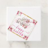 水彩ピンクの花春ラムイースター フェイバータグ (インサイチュ)