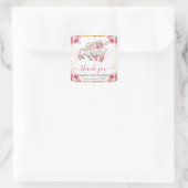 水彩ピンクの花春ラムベビーシャワー スクエアシール (バッグ)