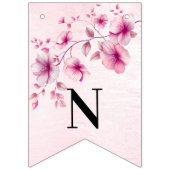 水彩ピンクの花束フラッグ バンティングフラッグ (第3の旗)