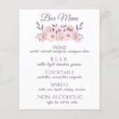 水彩ピンクの花結婚のメニュー (裏面)