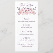 水彩ピンクの花結婚のメニュー –  メニュー (裏面)