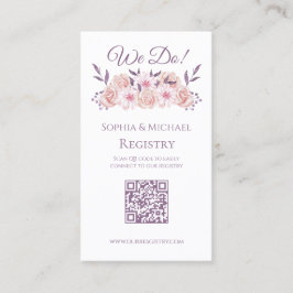 水彩ピンクの花結婚のリングや輪 – レジストリ –  名刺