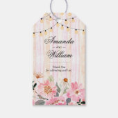水彩ピンクの花結婚様ありがとう ギフトタグ (正面)