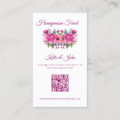 水彩ピンクの花花花花束結婚の登録簿 –  名刺 (裏面)