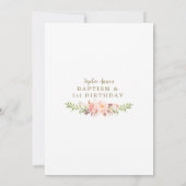 水彩ピンクの花金ゴールドクロスガールバプテスマ 招待状 (裏面)