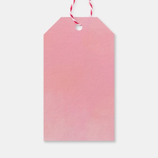 水彩ピンクの花飾りガール ベイビーシャワー ギフトタグ (裏面)