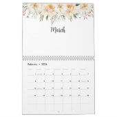 水彩ピンクの花 カレンダー (2月 2026)