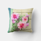水彩ピンクの花 クッション (裏面)